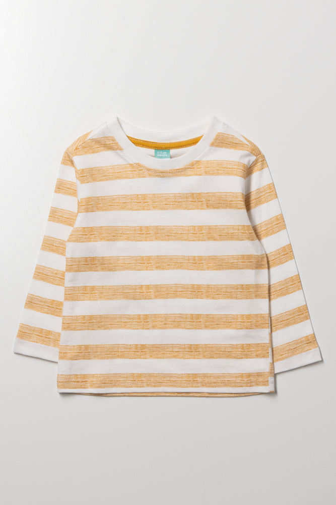 Long Sleeve Stripe T-Shirt White And Yellow