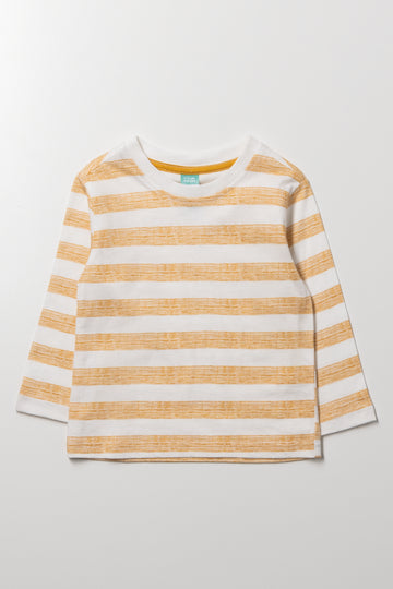 Long Sleeve Stripe T-Shirt White And Yellow