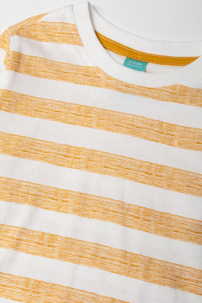 Long Sleeve Stripe T-Shirt White And Yellow