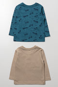 2 Pack Long Sleeve T-Shirts Blue And Natural (2)