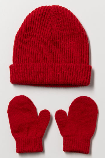 2 Piece Hat Set Red