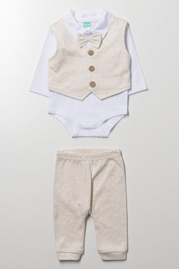 3 Piece Waistcoat Set Natural