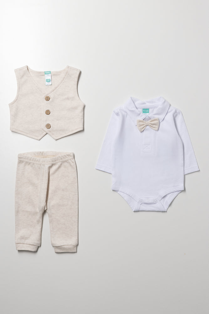 3 Piece Waistcoat Set Natural (4)