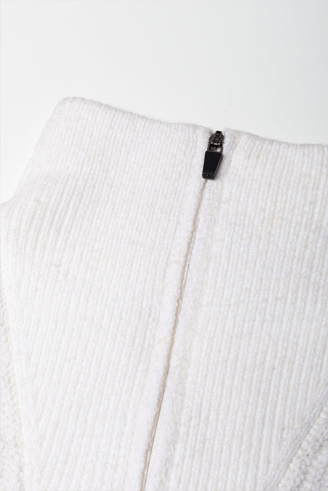 Stripe Quarter Zip Jersey White