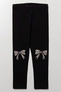 Animal Bow Leggings Black