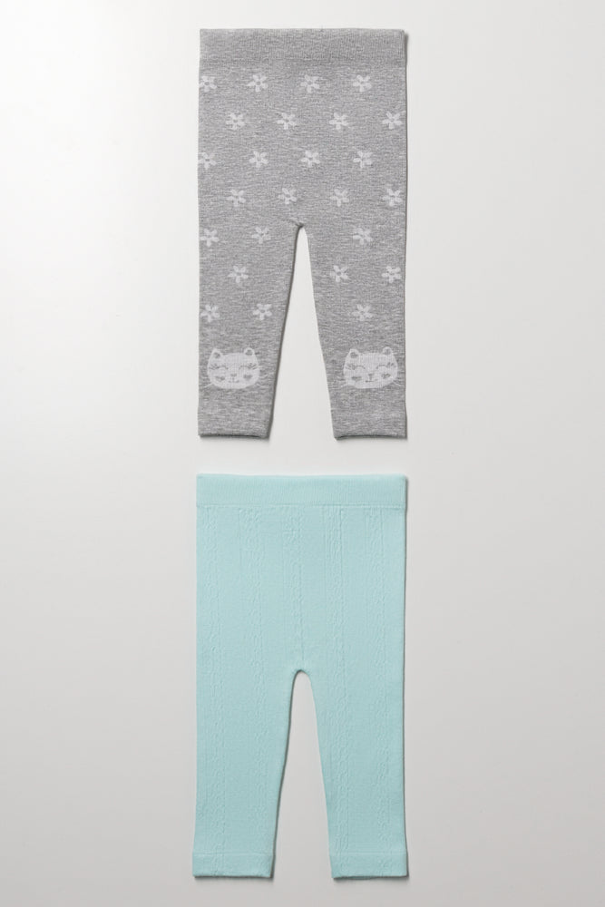 2 Pack Leggings Grey And Blue