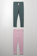 2 Pack Leggings Pink And Green (2)