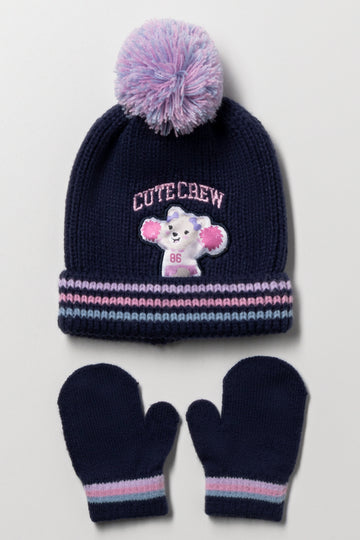 2 Piece Beanie Set Navy