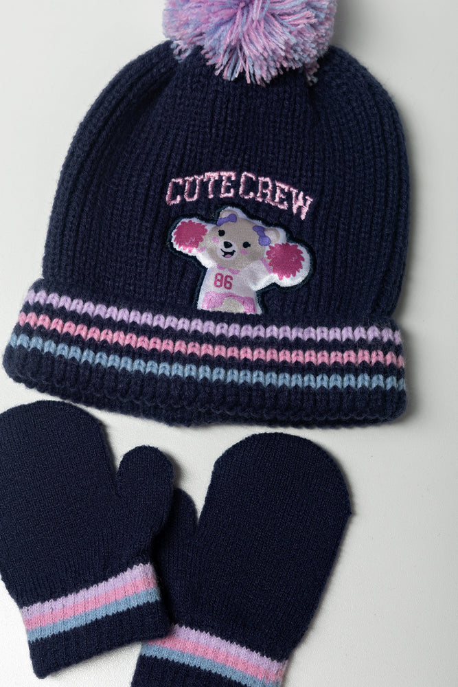 2 Piece Beanie Set Navy (1)