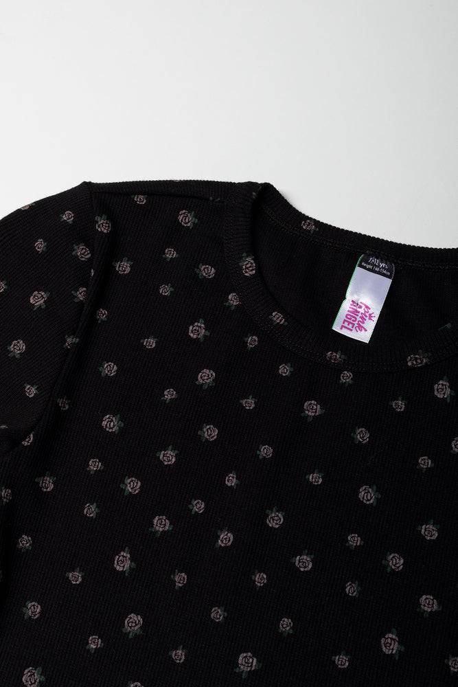 Rose Bodycon Slit Dress Black (1)