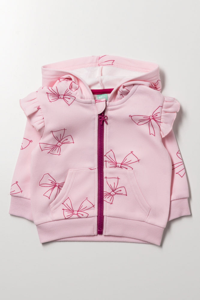 Bow Zip Through Tracktop Pink
