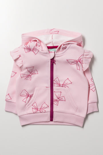 Bow Zip Through Tracktop Pink