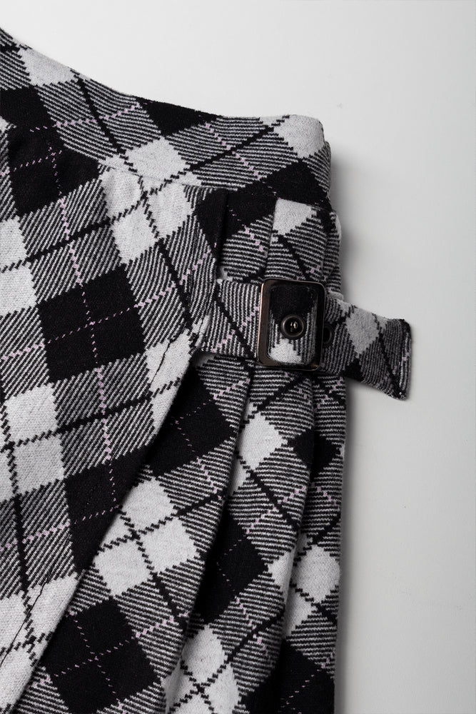 Check Pleated Skorts Black (2)