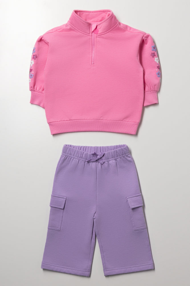Wide Leg Tracksuit Pink And Lilac
