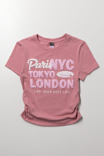 Side Ruch T-Shirt Pink