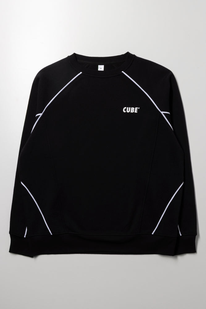 Piped Crew Neck Tracktop Black