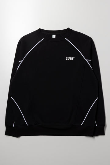 Piped Crew Neck Tracktop Black