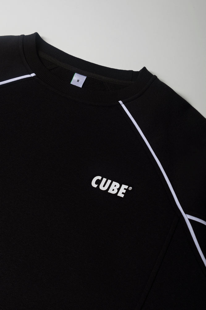 Piped Crew Neck Tracktop Black (1)