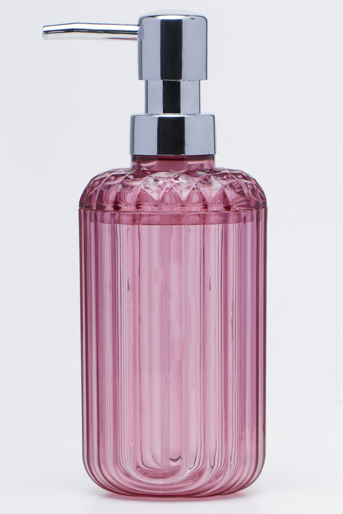 Pink Ribbed Soap Dispenser
