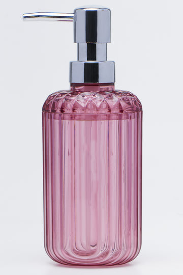 Pink Ribbed Soap Dispenser