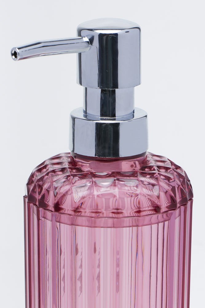 Pink Ribbed Soap Dispenser (1)