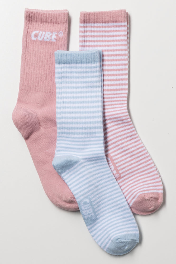 3 Pack Stripe Anklet Socks Multicolour