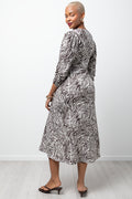 Crinkle Tie Front Maxi Dress White And Brown (2)