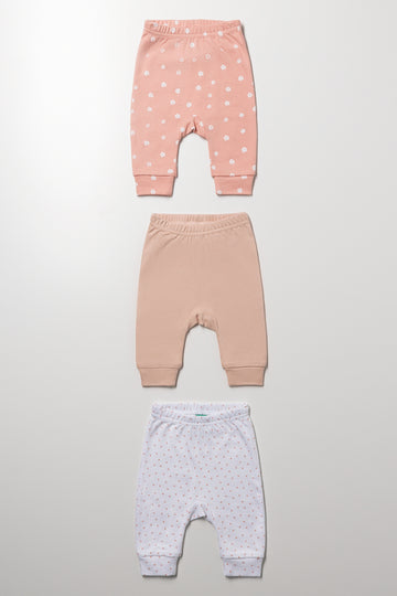Flower 3 Pack Leggings Pink