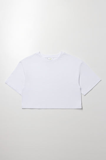 Boxy Crop Short Sleeve T-Shirt White