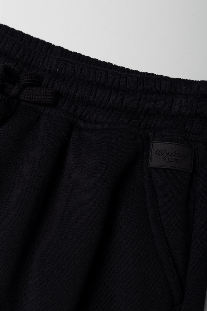 Barrel Leg Trackpants Black