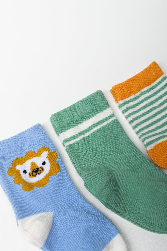 3 Pack Safari Socks Multicolour
