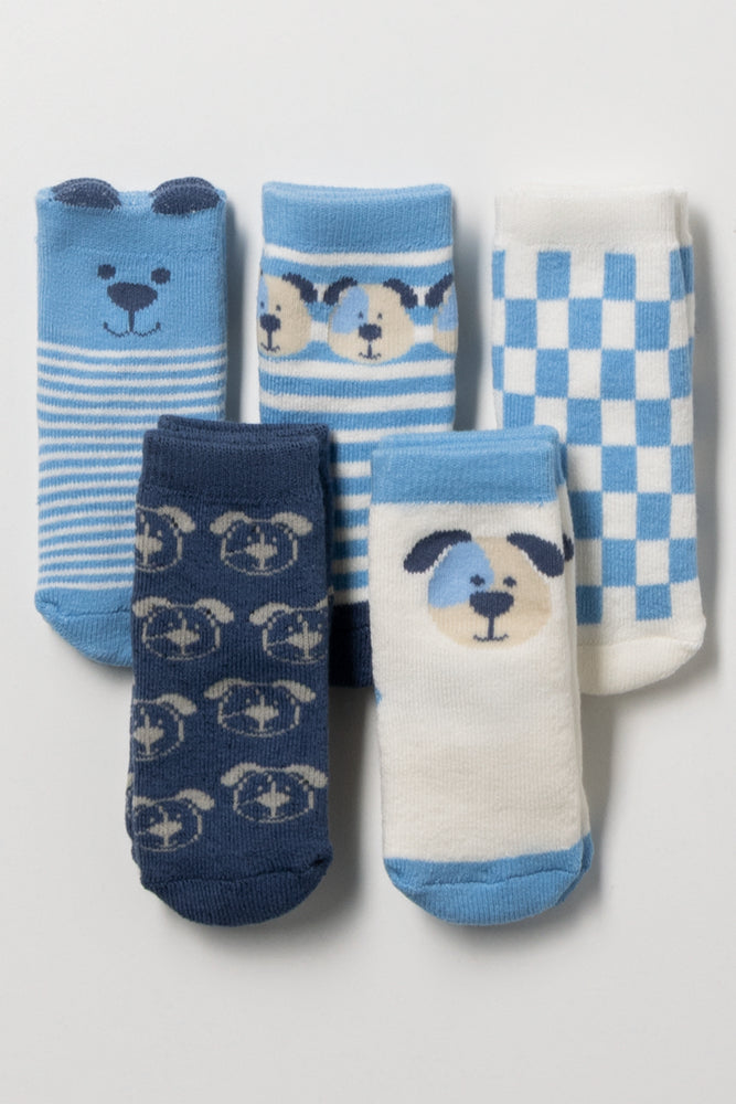 5 Pack Socks Blue & White