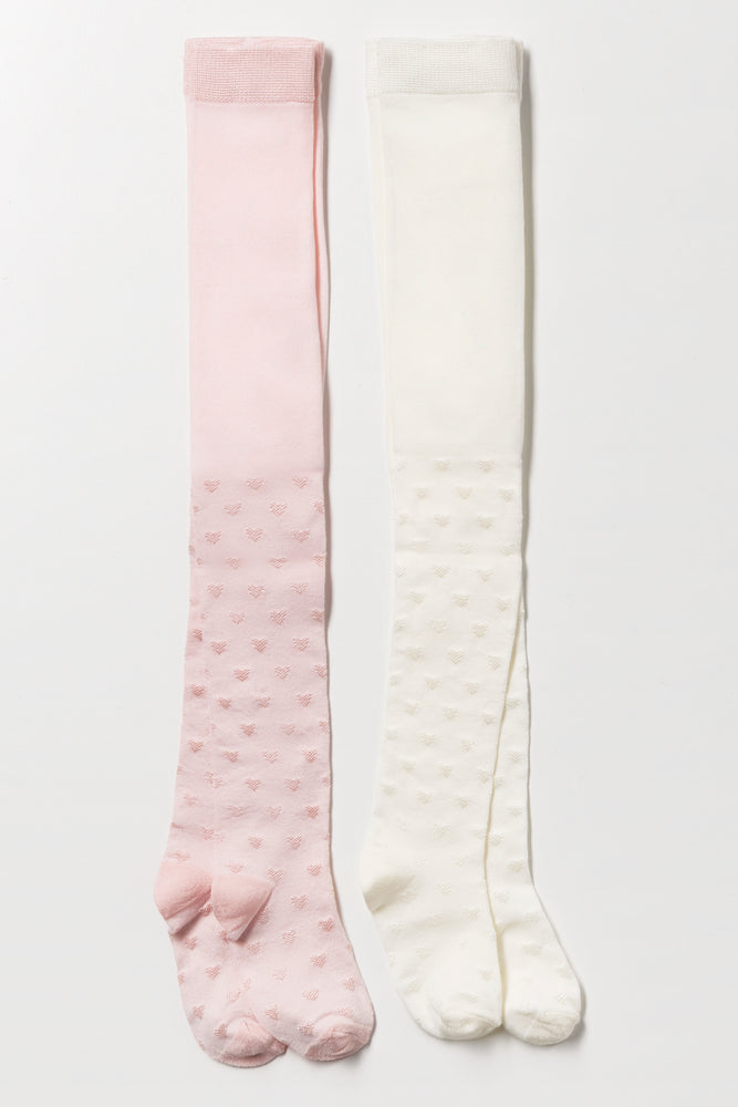 strapless open back dress 2 Pack Opaque Tights Pink & White | Underwear & Socks