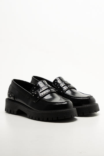 Studded Mary Jane Loafer Black