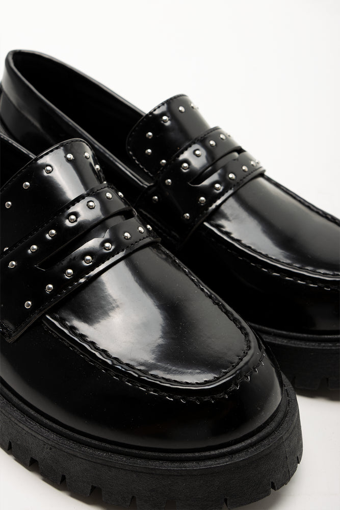 Studded Mary Jane Loafer Black (2)