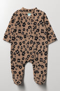 Leopard Print Babygrow Brown