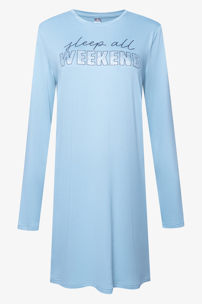 2 Pack Long Sleeve Sleep Shirts Blue And White