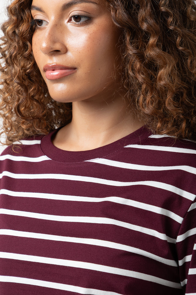 Stripe Short Sleeve T-Shirt Burgundy And White (3)