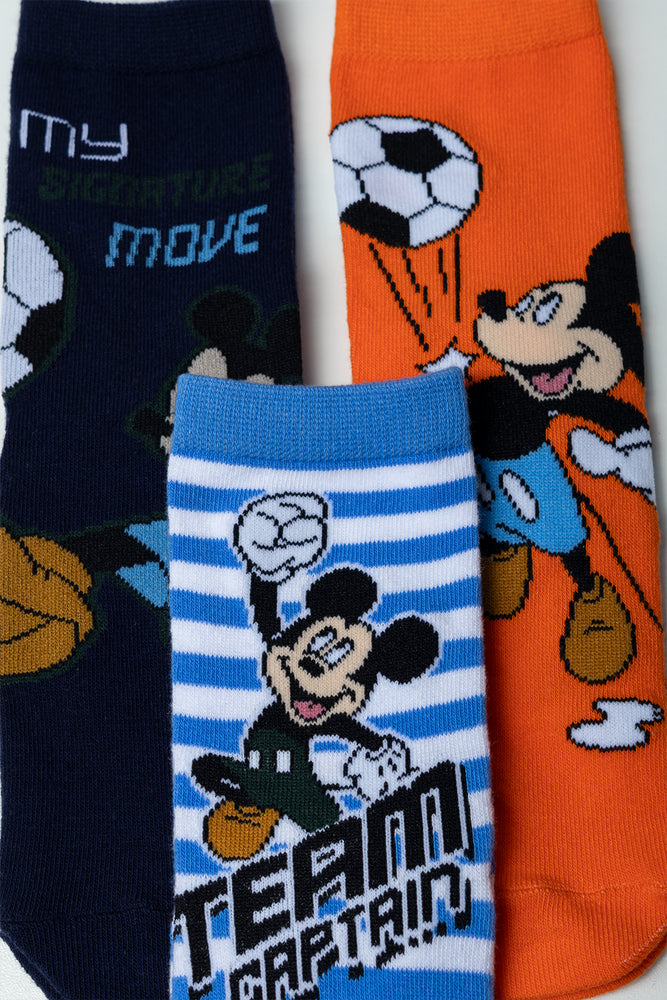 Mickey Mouse 3 Pack Socks Blue, Black And Orange
