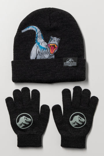 Jurassic World Beanie and Gloves Set Charcoal