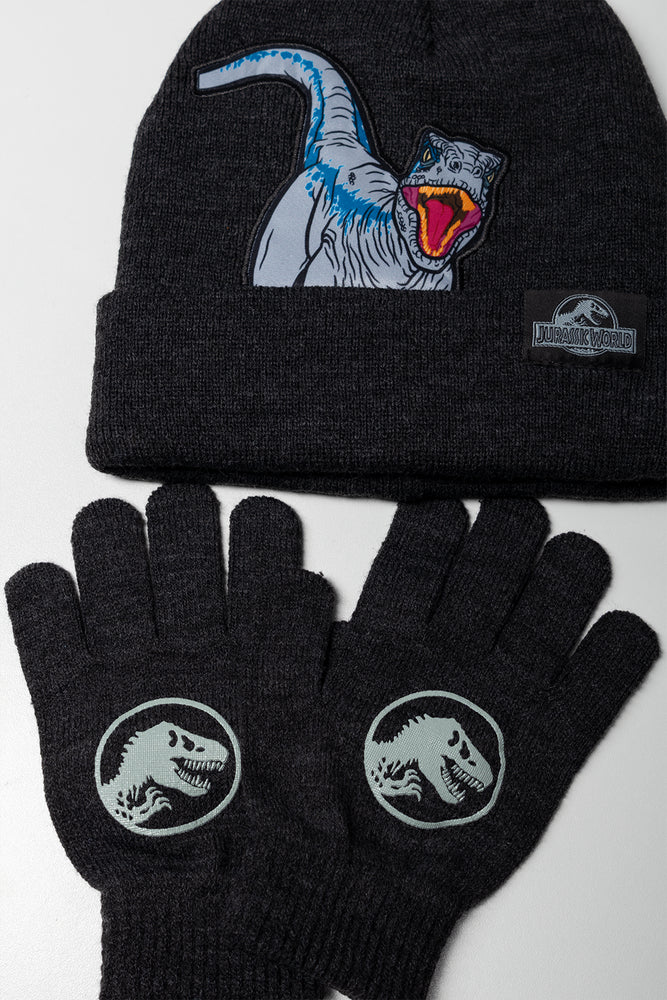 Jurassic World Beanie and Gloves Set Charcoal