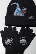 Jurassic World Beanie and Gloves Set Charcoal (1)