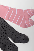 2 Pack Tights Dark Grey And Pink (1)