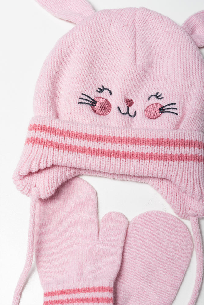Gloves & Beanie Set Pink (1)