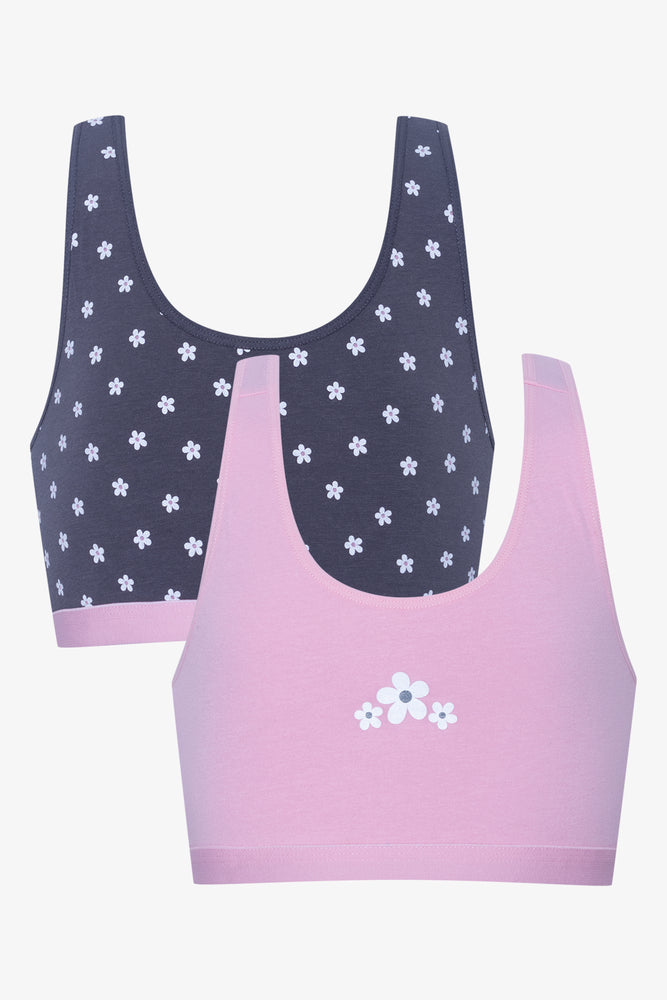 2 Pack Racerback Bras Navy And Pink