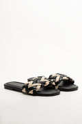 Braided Mule Sandals Black And Natural
