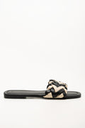 Braided Mule Sandals Black And Natural (1)