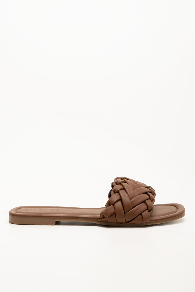 Braided Mule Sandals Brown