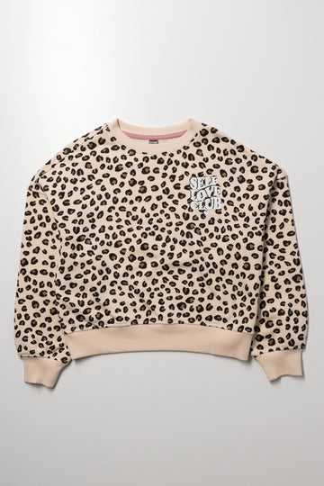 Leopard Crew Neck Tracktop Natural