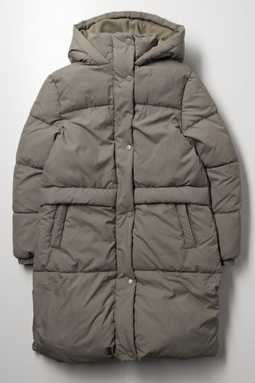 Longline Puffer Jacket Green